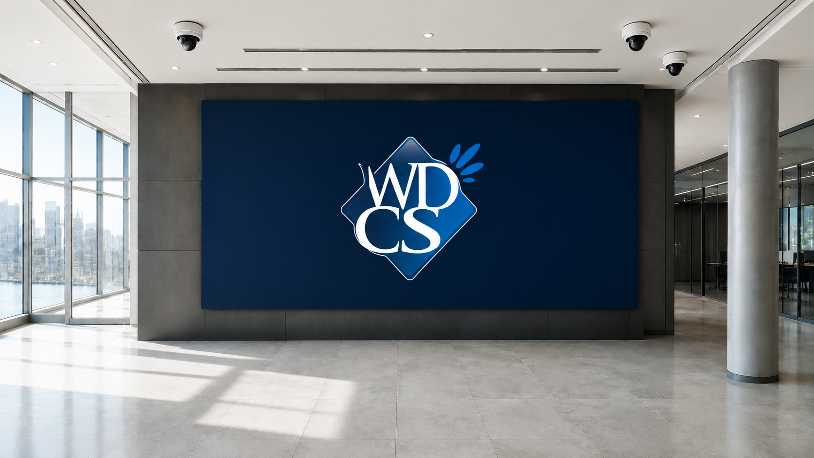 LED video wall in a corporate lobby